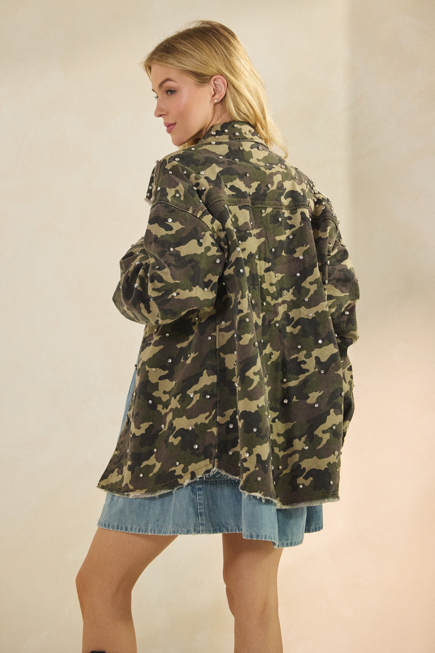 Rhinestone Camo Denim Jacket