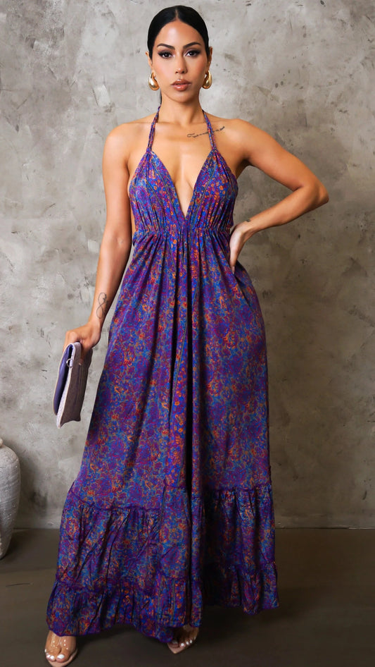 Pretty Purple Deep-V Maxi