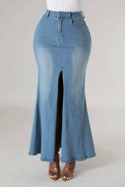 Silhouette Denim Maxi Skirt (Ships 08/08) - SASHAY COUTURE BOUTIQUE Bottoms