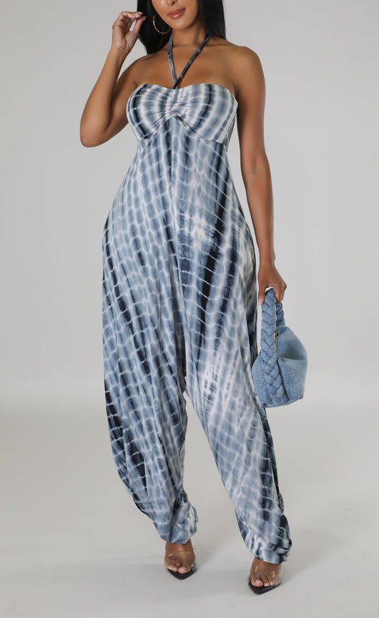 Tie-Dye Halter Jumpsuit - SASHAY COUTURE BOUTIQUE Jumpsuits & Rompers