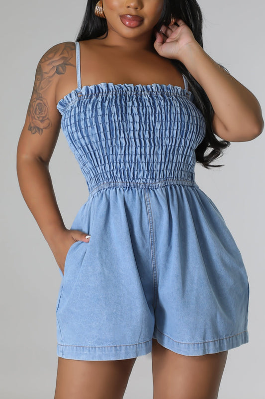 Casual Denim Romper - SASHAY COUTURE BOUTIQUE Jumpsuits & Rompers