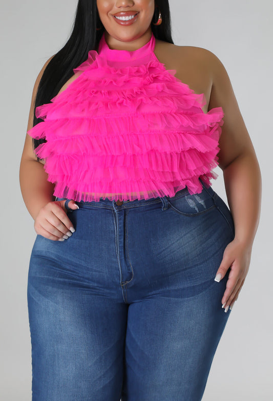 Ruffled Halter Top (Curvy) - SASHAY COUTURE BOUTIQUE Plus
