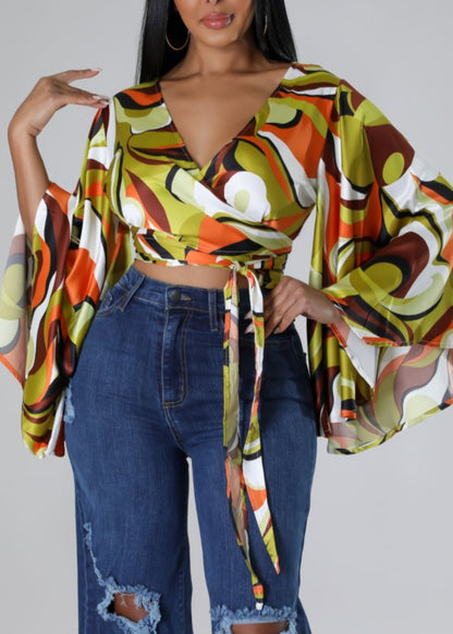 Kimono Sleeve Wrap Blouse