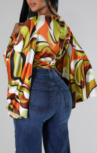 Kimono Sleeve Wrap Blouse