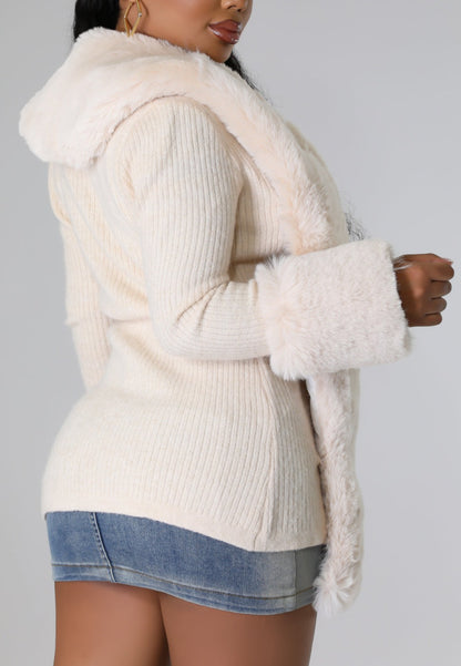 Luxe Fur Sweater Jacket - SASHAY COUTURE BOUTIQUE Outerwear