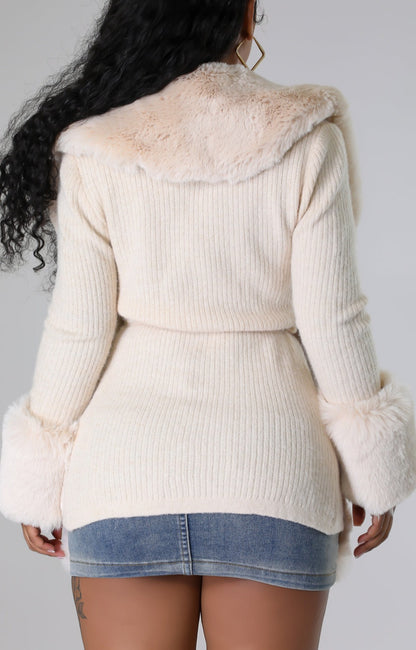 Luxe Fur Sweater Jacket - SASHAY COUTURE BOUTIQUE Outerwear