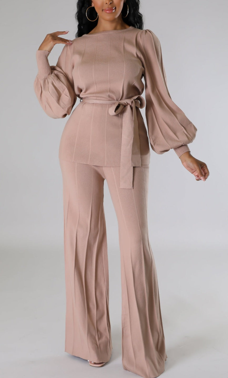 CoCo Tan Pants Set - SASHAY COUTURE BOUTIQUE Two Piece