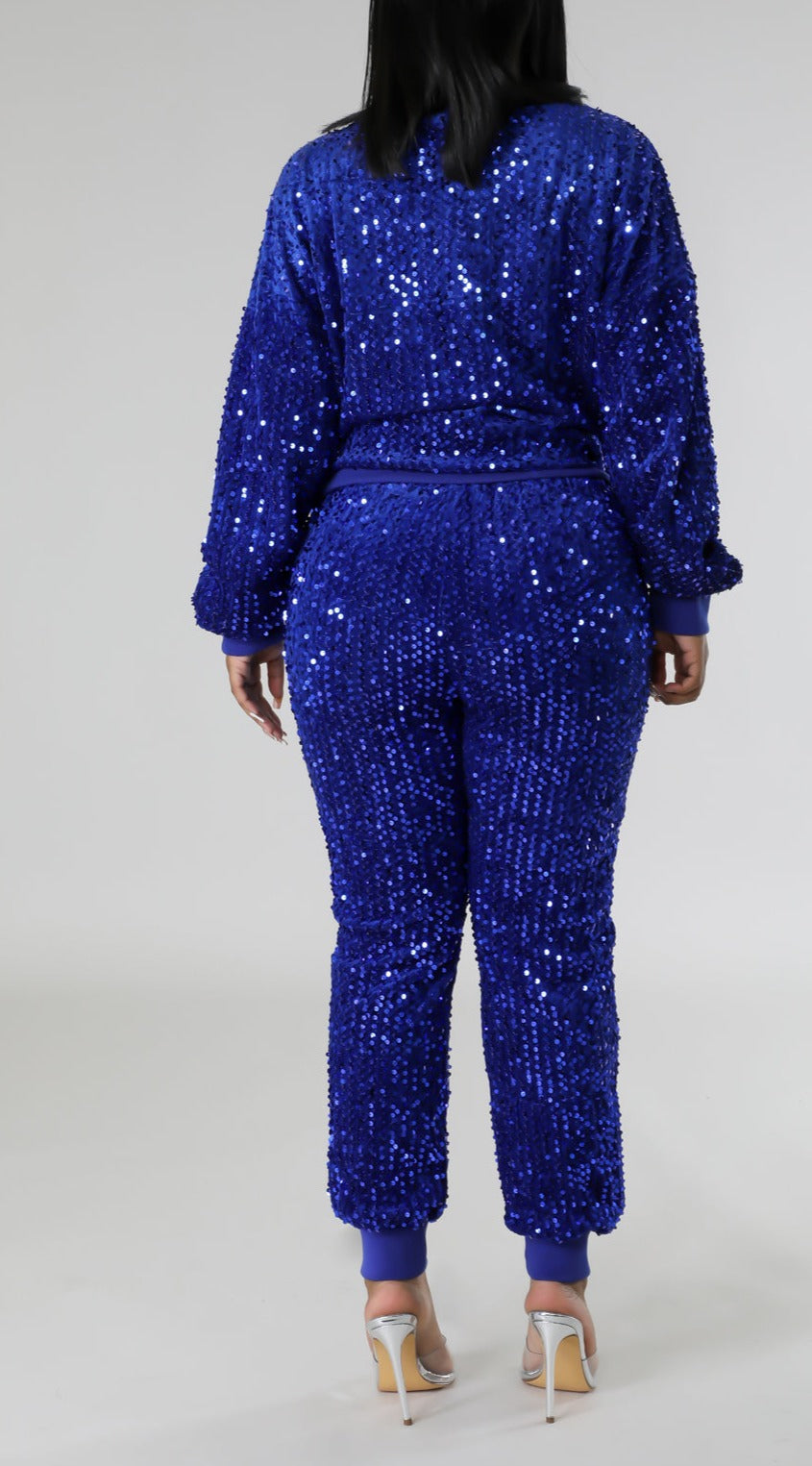 High Waist Sequins Jogger Set - SASHAY COUTURE BOUTIQUE Apparel & Accessories