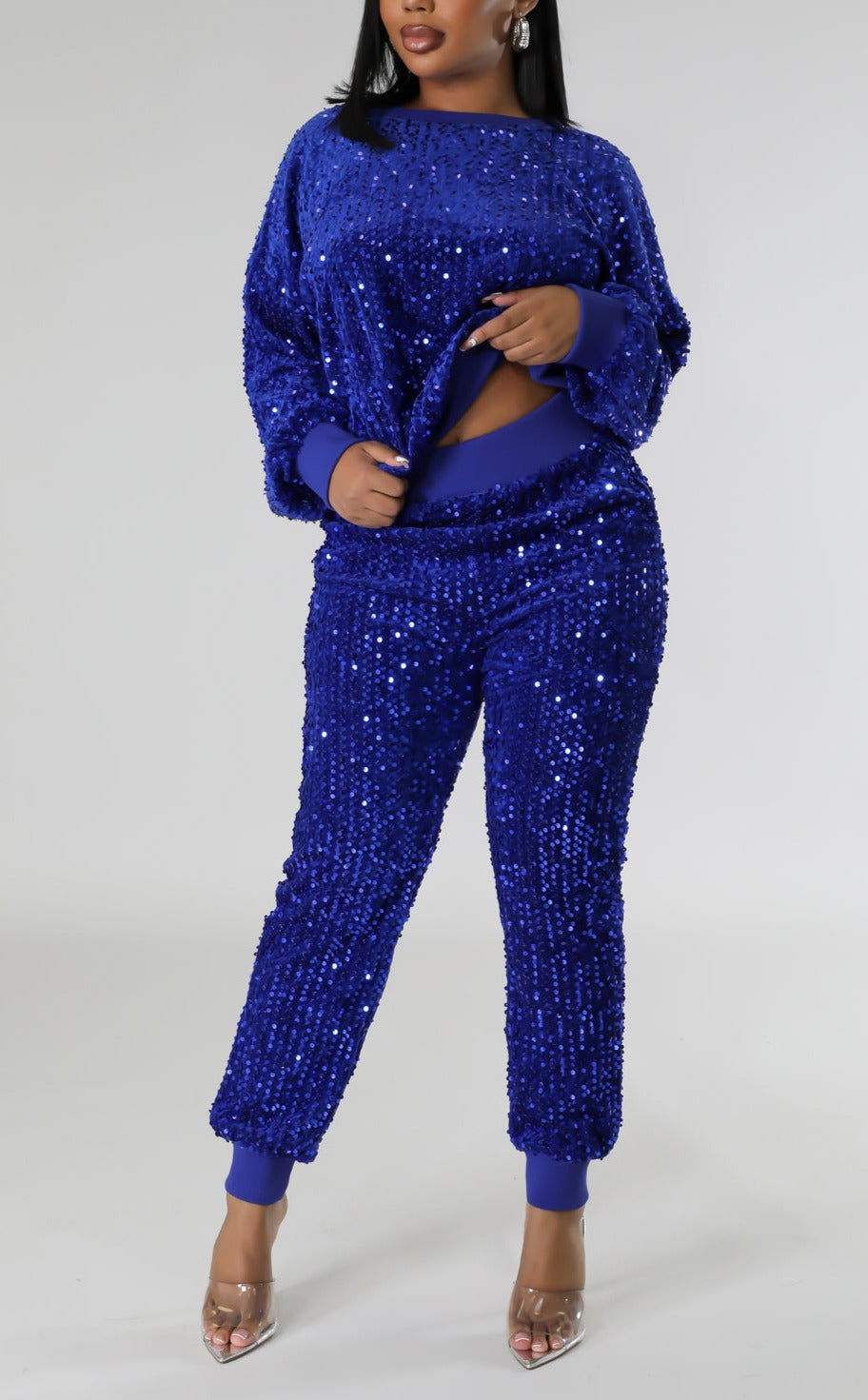 High Waist Sequins Jogger Set - SASHAY COUTURE BOUTIQUE Apparel & Accessories