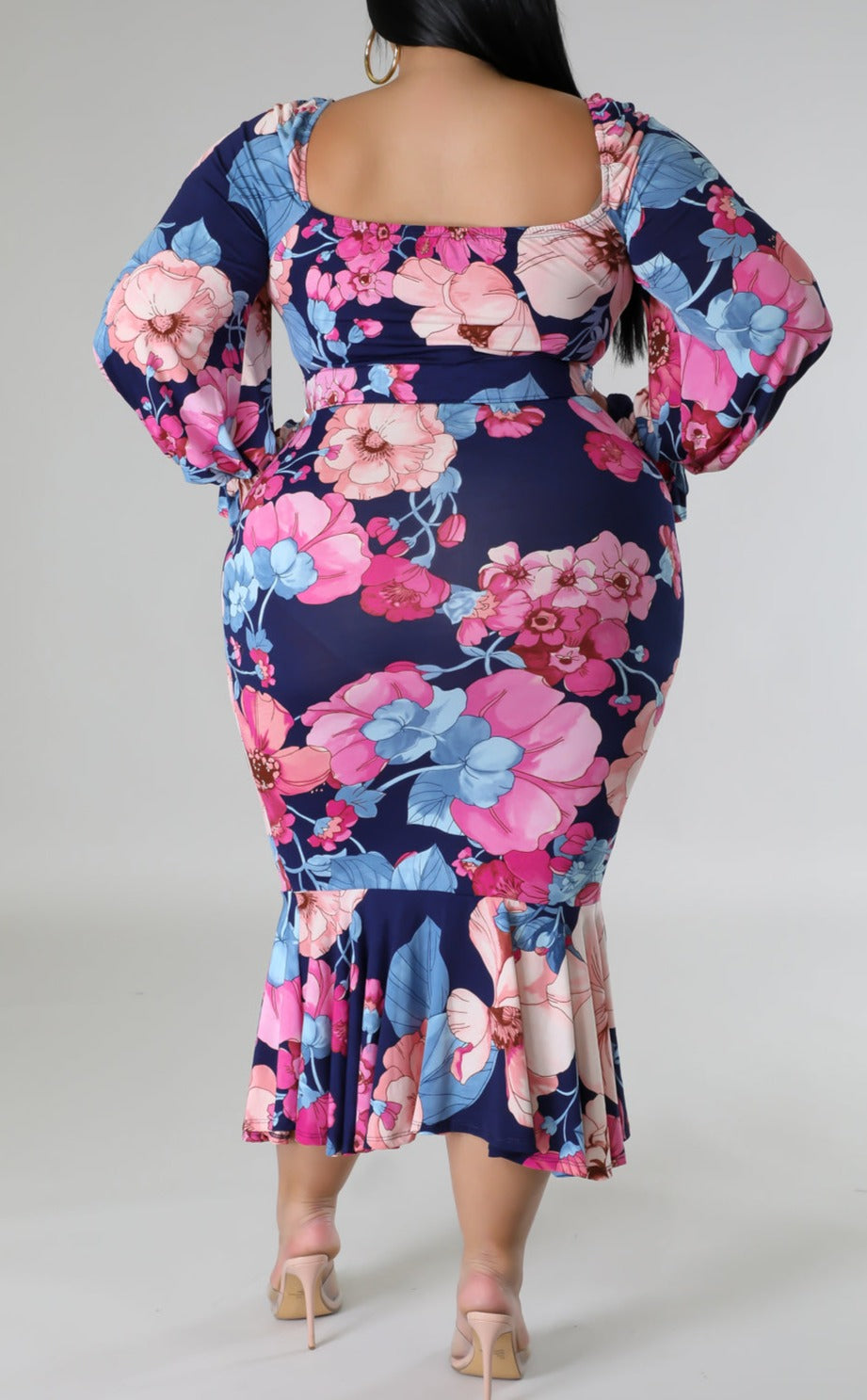 Floral Multi Midi Dress (Curvy) - SASHAY COUTURE BOUTIQUE Curvy Dresses