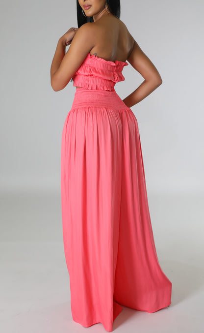 Tube Top and Wide Leg Pants Set - SASHAY COUTURE BOUTIQUE Apparel & Accessories