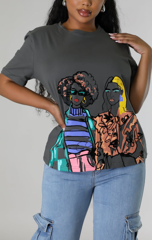 Crew Neck Girlfriend Tee - SASHAY COUTURE BOUTIQUE Tops