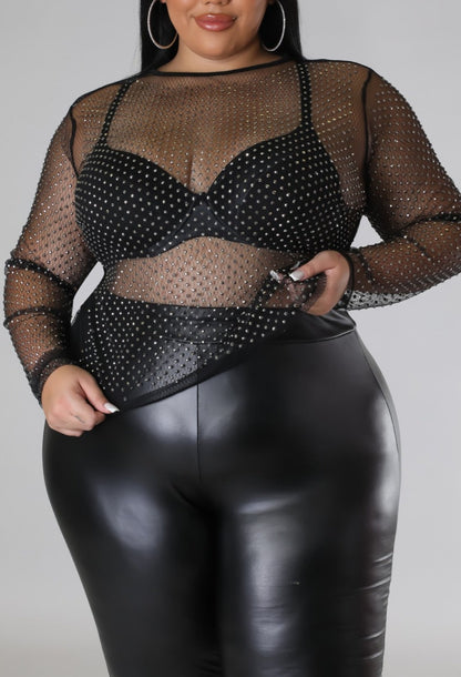 Sexy Sheer with Rhinestones (Curvy) - SASHAY COUTURE BOUTIQUE