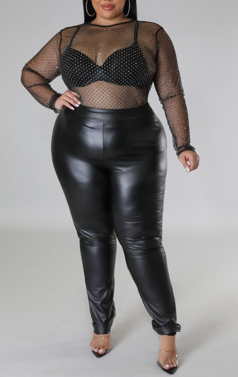 Sexy Sheer with Rhinestones (Curvy) - SASHAY COUTURE BOUTIQUE