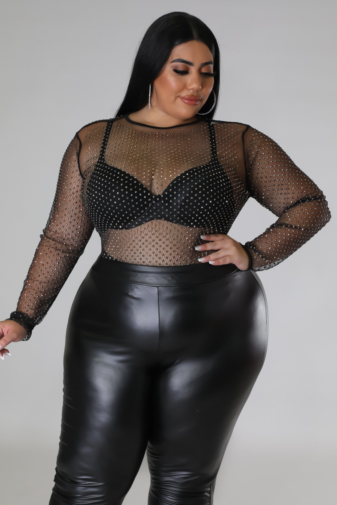 Sexy Sheer with Rhinestones (Curvy) - SASHAY COUTURE BOUTIQUE