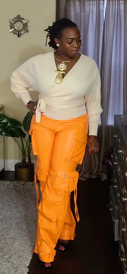 Soft Vegan Leather Cargo Pants - SASHAY COUTURE BOUTIQUE Bottoms