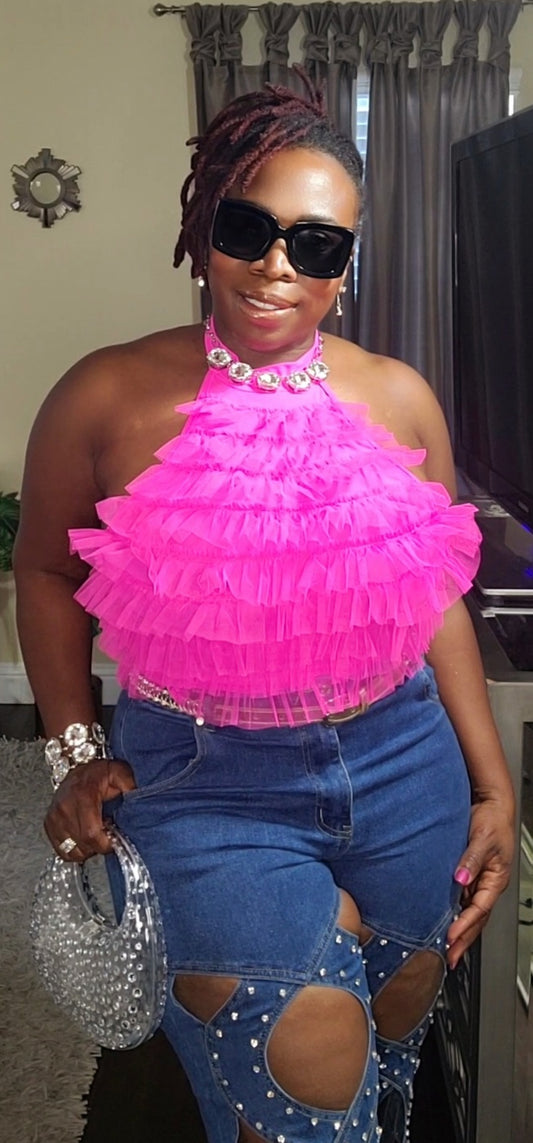 Ruffled Halter Top - SASHAY COUTURE BOUTIQUE Tops