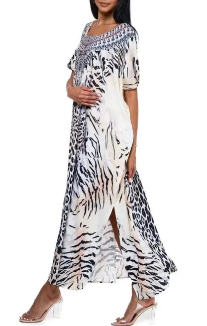 Animal Print Kaftan Maxi Dress - SASHAY COUTURE BOUTIQUE Dresses