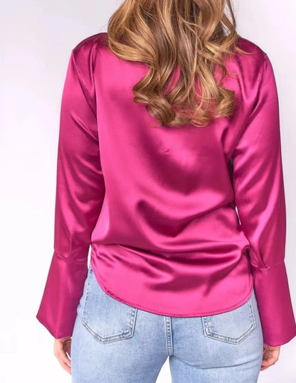 Bow-Tie Neck Satin Blouse - SASHAY COUTURE BOUTIQUE