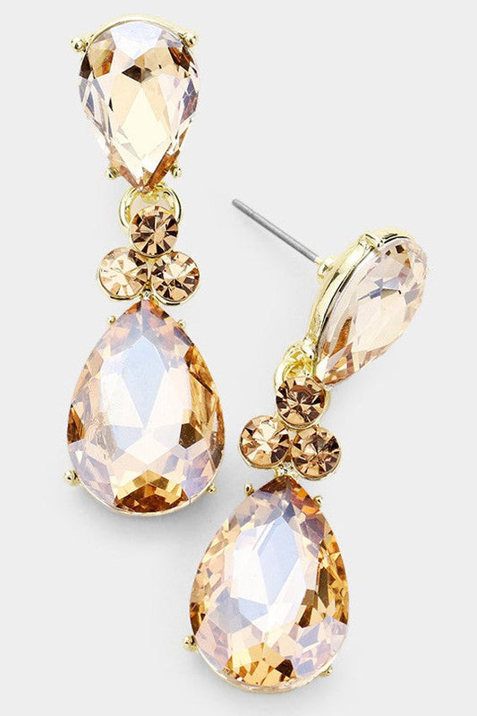 Double Pear Crystal Evening Earrings - SASHAY COUTURE BOUTIQUE Apparel & Accessories