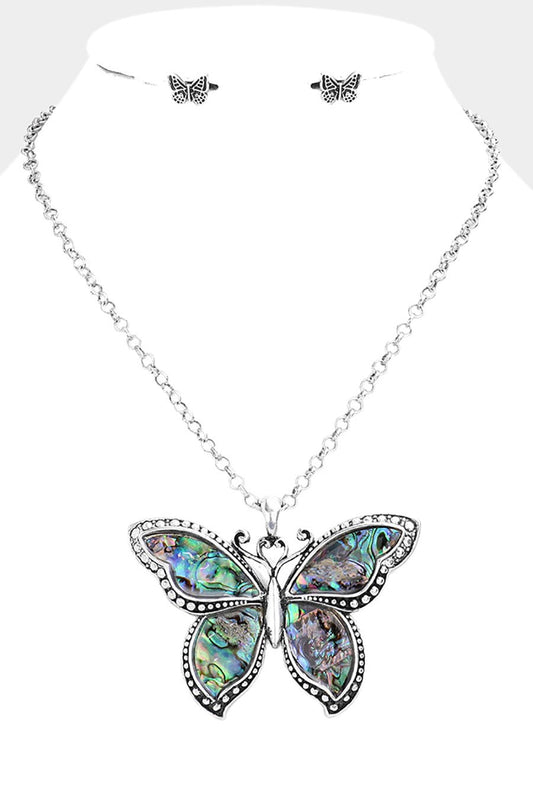 Abolone Butterfly Necklace Set - SASHAY COUTURE BOUTIQUE