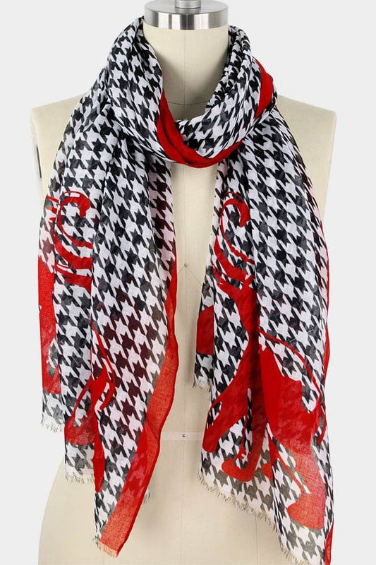 Houndstooth & Elephant Print Scarf - SASHAY COUTURE BOUTIQUE Apparel & Accessories