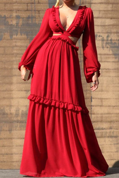 Waist Cut-out MAXI DRESS - SASHAY COUTURE BOUTIQUE Dresses