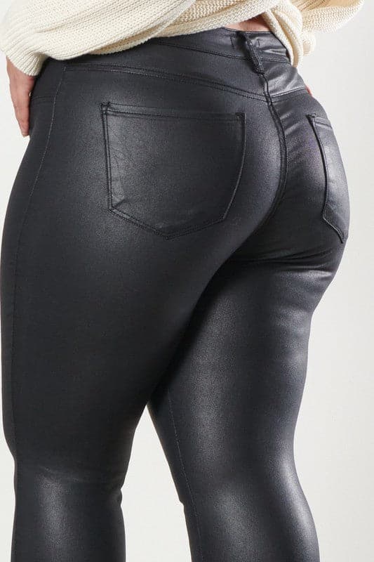 Plus Coated Skinny Jeans - SASHAY COUTURE BOUTIQUE Bottoms