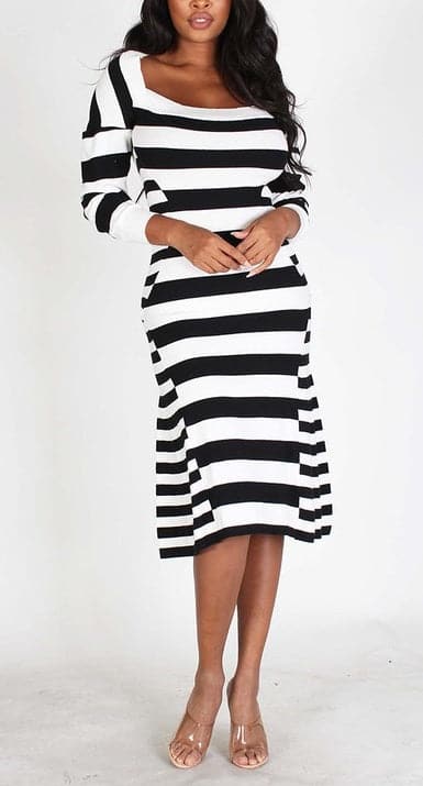 Striped Midi Dress - SASHAY COUTURE BOUTIQUE Dresses