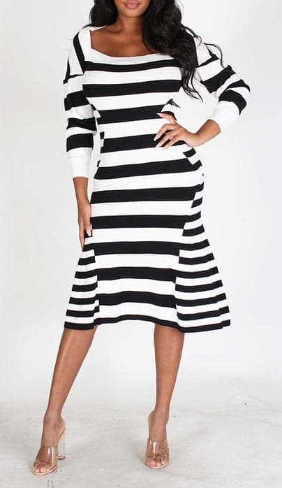 Striped Midi Dress - SASHAY COUTURE BOUTIQUE Dresses