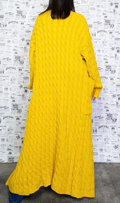 Hello Yellow Cable Knit Cardigan - SASHAY COUTURE BOUTIQUE Coats & Jackets