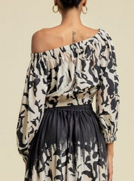 Off Shoulder Multi Print Top - SASHAY COUTURE BOUTIQUE Tops