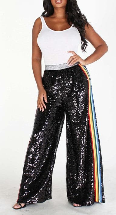 Wide Leg Sequins Pants - SASHAY COUTURE BOUTIQUE Pants