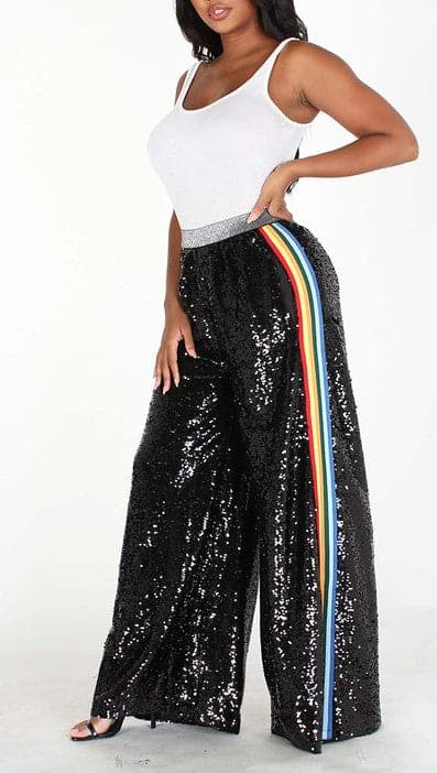 Wide Leg Sequins Pants - SASHAY COUTURE BOUTIQUE Pants