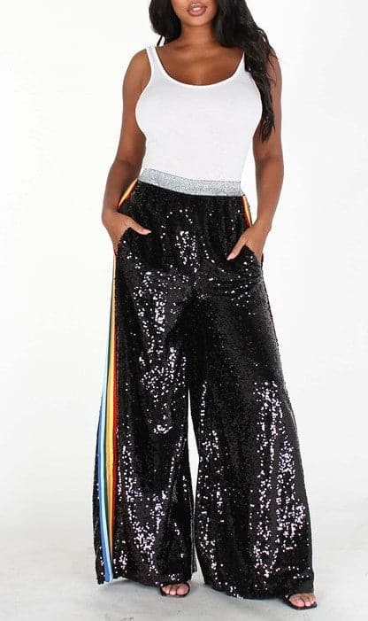 Wide Leg Sequins Pants - SASHAY COUTURE BOUTIQUE Pants