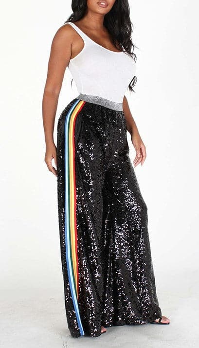 Wide Leg Sequins Pants - SASHAY COUTURE BOUTIQUE Pants