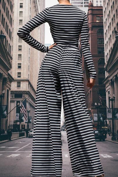 Stripe Knit Long Sleeve Crop Top and Wide Pant Set - SASHAY COUTURE BOUTIQUE Outfit Sets