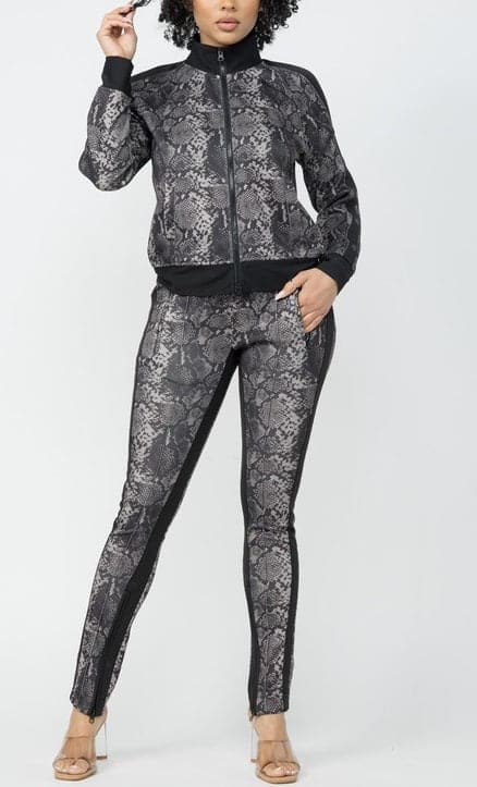 Snake Print Pants Set - SASHAY COUTURE BOUTIQUE Outfit Sets