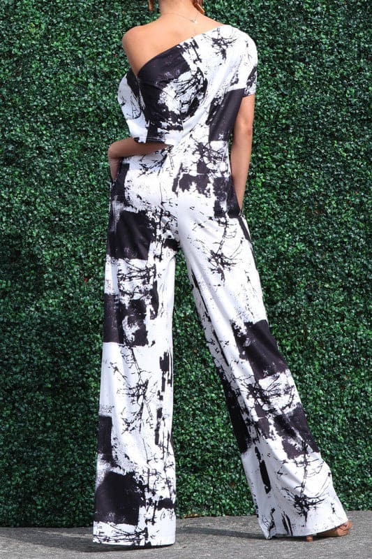 Multi Printed Off the Shoulder Jumpsuit - SASHAY COUTURE BOUTIQUE Jumpsuits & Rompers