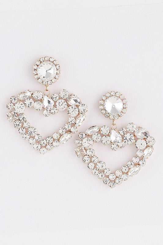 Jeweled Heart Earings - SASHAY COUTURE BOUTIQUE Earrings