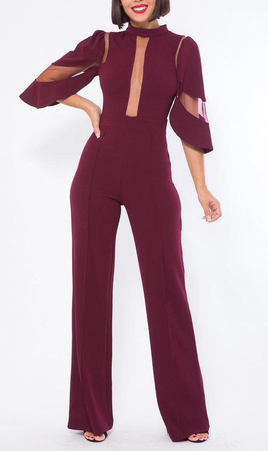 Mesh Detailed Jumpsuit - SASHAY COUTURE BOUTIQUE Jumpsuits & Rompers