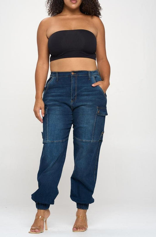 High Rise Cargo Jogger (Curvy) - SASHAY COUTURE BOUTIQUE Bottoms