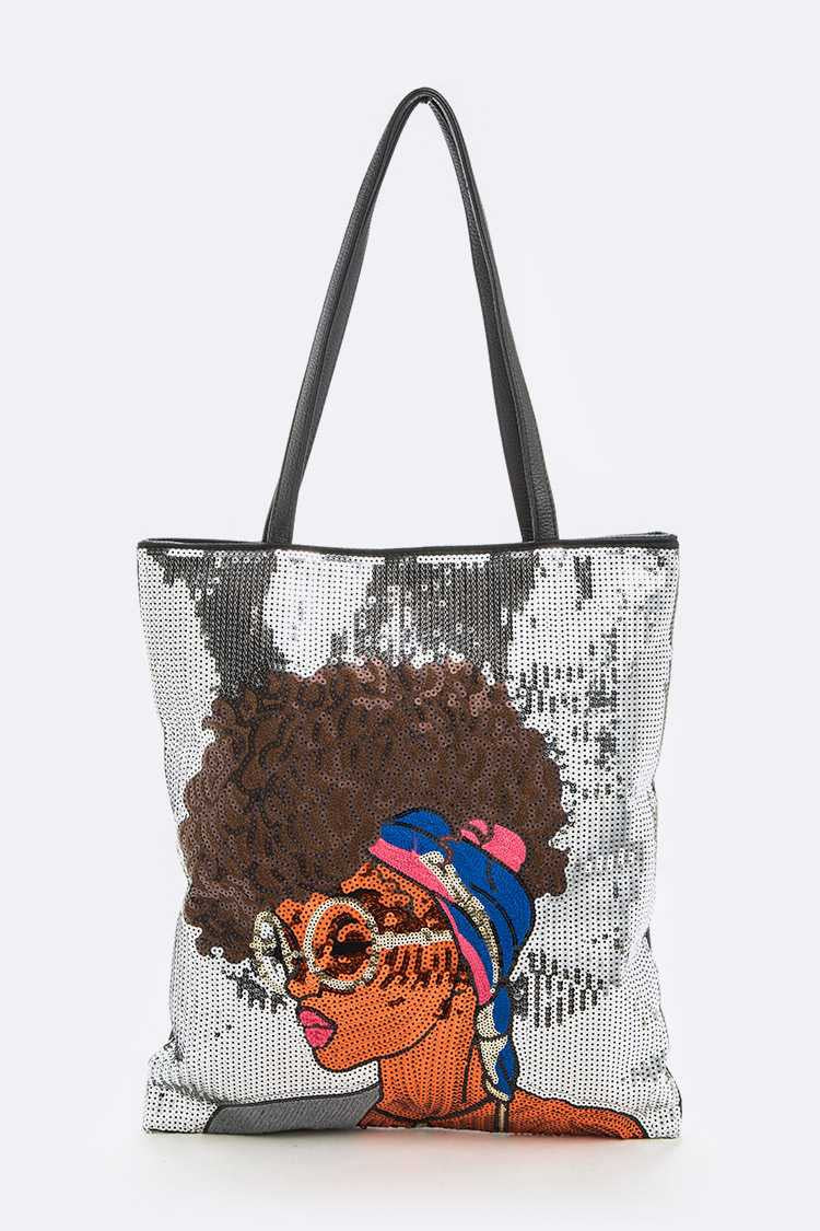 **RE-STOCKED** Fashion Afrocentric Sequins Tote - SASHAY COUTURE BOUTIQUE