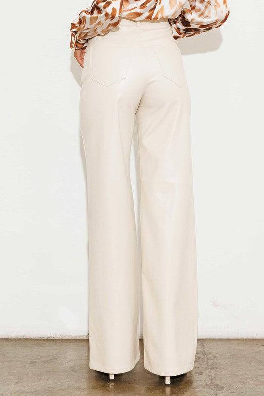 Vegan Leather Wide Leg Pants - SASHAY COUTURE BOUTIQUE Bottoms