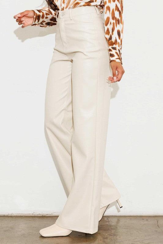 Vegan Leather Wide Leg Pants - SASHAY COUTURE BOUTIQUE Bottoms