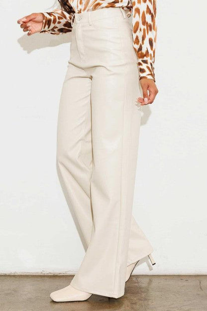 Vegan Leather Wide Leg Pants - SASHAY COUTURE BOUTIQUE Bottoms