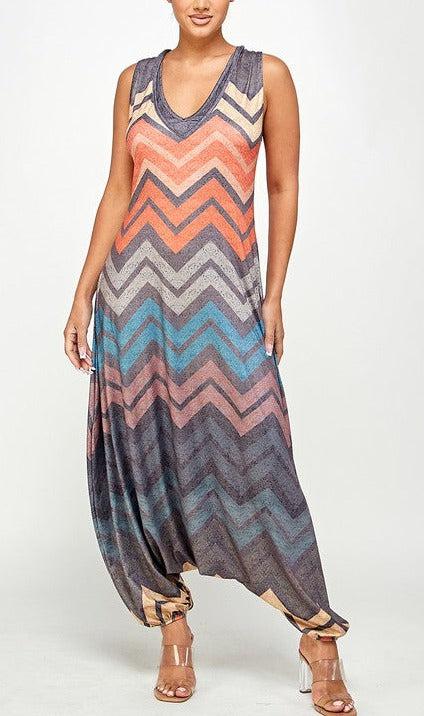 Chevron Multi Jumpsuit - SASHAY COUTURE BOUTIQUE Jumpsuits & Rompers