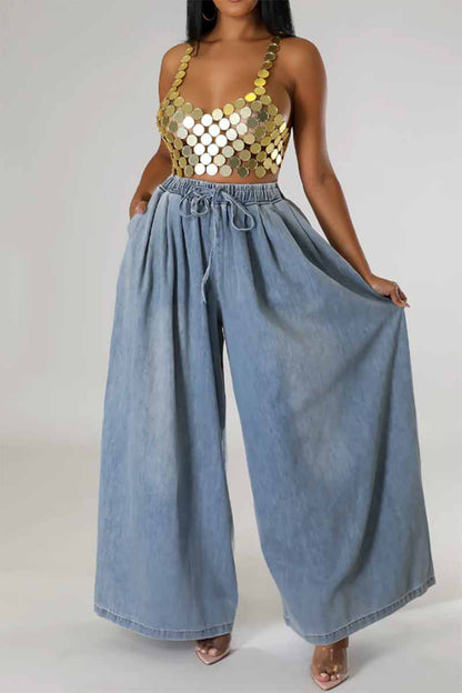 Exaggerated Wide Leg Denim - SASHAY COUTURE BOUTIQUE Bottoms