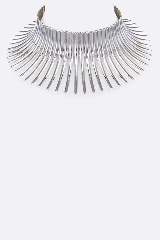 Iconic Spiky Collar Necklace -Silver - SASHAY COUTURE BOUTIQUE