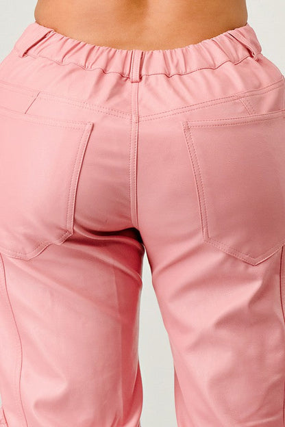 FINAL RE-STOCK: Soft Vegan Leather Cargo Pants - SASHAY COUTURE BOUTIQUE Bottoms